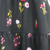 Kate Spade In Bloom Sleeveless Tiered Dress Black Floral Print Crepe Size Small