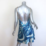 Cult Gaia Minna Chain-Strap Mini Dress Blue Paisley Print Satin Size Medium NEW