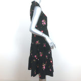 Kate Spade In Bloom Sleeveless Tiered Dress Black Floral Print Crepe Size Small