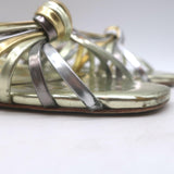Doen Gio Mixed Metallic Leather Kitten Heel Sandals Gold/Silver Size 40