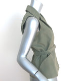 Christian Dior Belted Vest Olive Silk Size 38