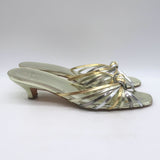 Doen Gio Mixed Metallic Leather Kitten Heel Sandals Gold/Silver Size 40