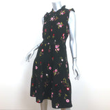 Kate Spade In Bloom Sleeveless Tiered Dress Black Floral Print Crepe Size Small