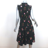 Kate Spade In Bloom Sleeveless Tiered Dress Black Floral Print Crepe Size Small