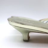 Doen Gio Mixed Metallic Leather Kitten Heel Sandals Gold/Silver Size 40