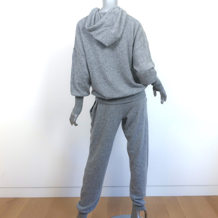 Alo Yoga Jet Set Hoodie &amp; Pants Set Heather Gray Cashmere-Blend Size Medium
