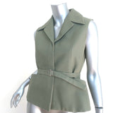 Christian Dior Belted Vest Olive Silk Size 38