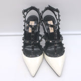 Valentino Rockstud Bicolor Cage Pumps White & Black Patent Leather Size 38.5 NEW