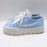 Prada Re-Nylon Double Wheel Platform Low-Top Sneakers Sky Blue Size 39