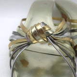 Doen Gio Mixed Metallic Leather Kitten Heel Sandals Gold/Silver Size 40