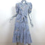Veronica Beard Eunice Floral-Embroidered Dress Blue/White Striped Cotton Size 4