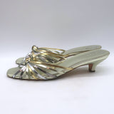 Doen Gio Mixed Metallic Leather Kitten Heel Sandals Gold/Silver Size 40