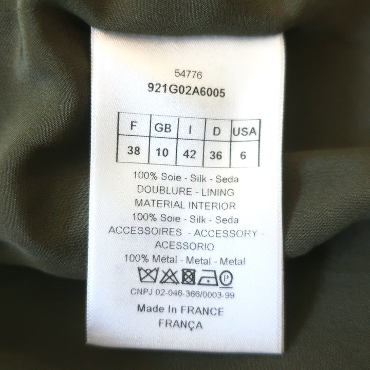 Christian Dior Belted Vest Olive Silk Size 38