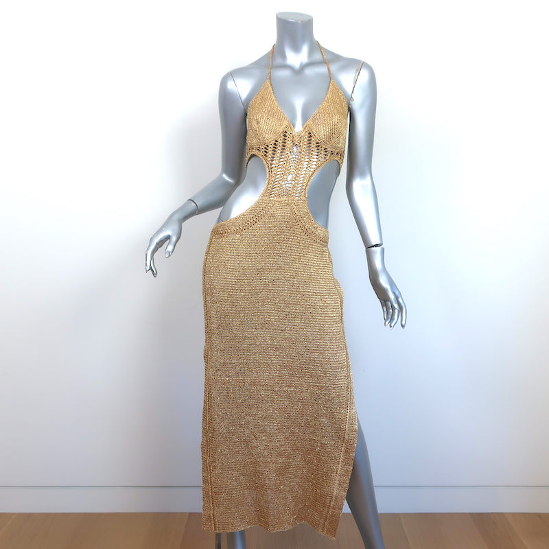 Lisa Maree Always Devotion Crochet Midi Dress Gold Metallic Size Extra Celebrity Owned Lisa Maree Always Devotion Crochet Midi Dress Gold Metallic Size Extra Celebrity Owned