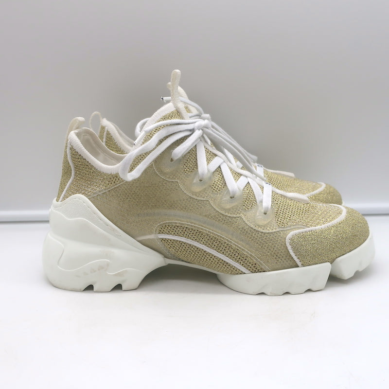 Christian Dior D-Connect Sneakers Gold Technical Knit Size 37.5