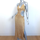 Lisa Maree Always Devotion Crochet Midi Dress Gold Metallic Size Extra Small NEW