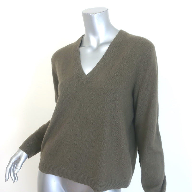 Jenni Kayne Flynn Cashmere V-Neck Sweater Olive Brown Size Small
