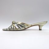 Doen Gio Mixed Metallic Leather Kitten Heel Sandals Gold/Silver Size 40