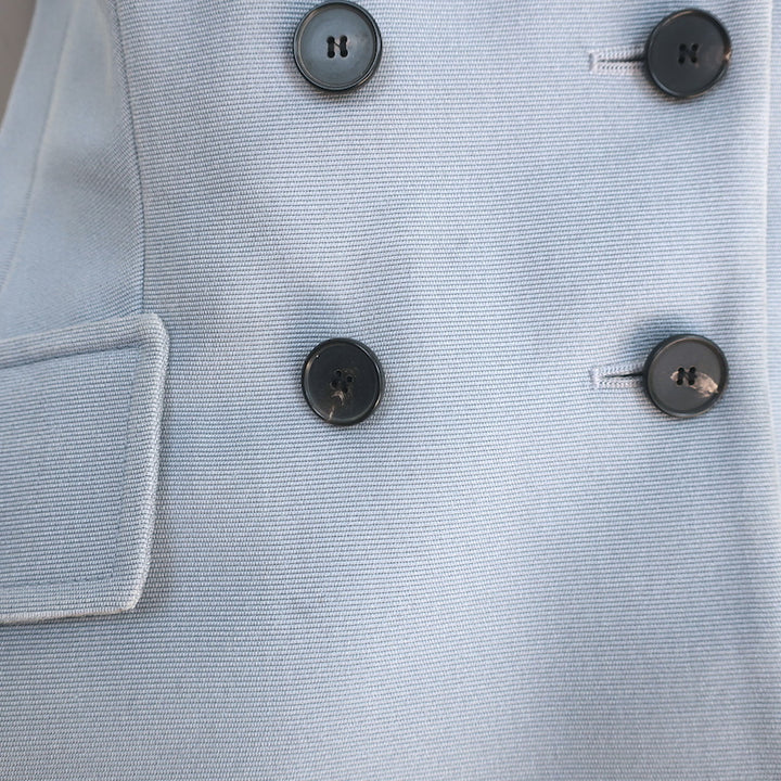 Christian Dior Double Breasted Vest Blue Tasar Silk Size 38