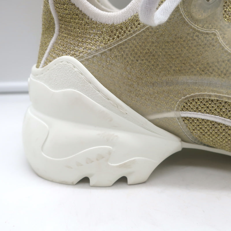 Christian Dior D-Connect Sneakers Gold Technical Knit Size 37.5