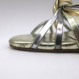 Doen Gio Mixed Metallic Leather Kitten Heel Sandals Gold/Silver Size 40