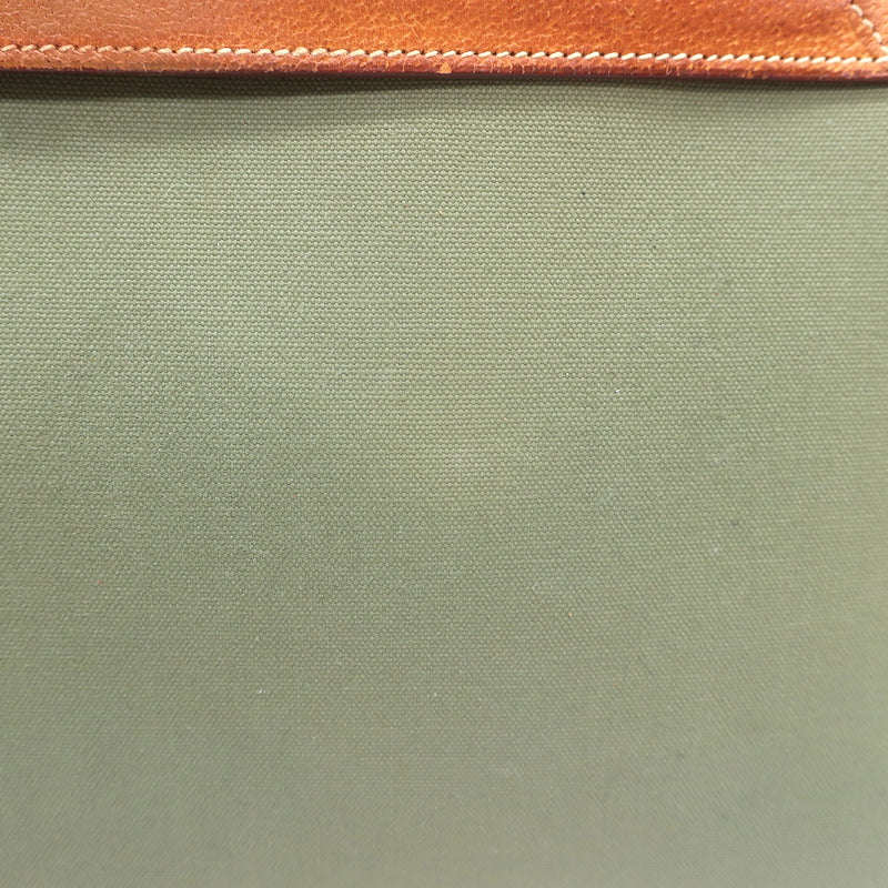 Vintage Hermes Kelly Retourne 32 Bag Olive Canvas &amp; Gold Peau Porc Leather Trim