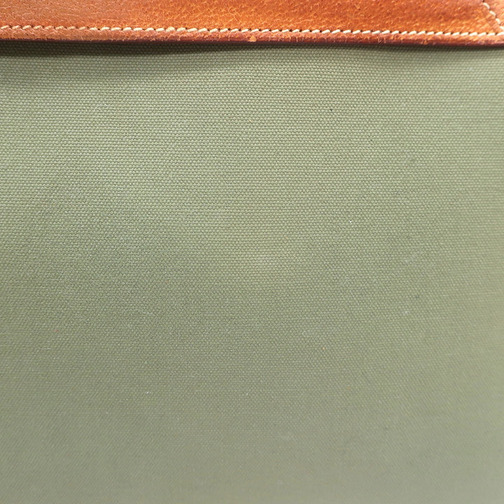 Vintage Hermes Kelly Retourne 32 Bag Olive Canvas &amp; Gold Peau Porc Leather Trim