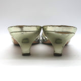 Doen Gio Mixed Metallic Leather Kitten Heel Sandals Gold/Silver Size 40