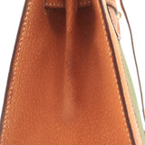 Vintage Hermes Kelly Retourne 32 Bag Olive Canvas & Gold Peau Porc Leather Trim