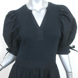 Ulla Johnson Cintia Puff Sleeve Midi Dress Black Cotton Size Small