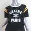 Celine Cropped Logo Tee Black Cotton Size Medium Short Sleeve Top