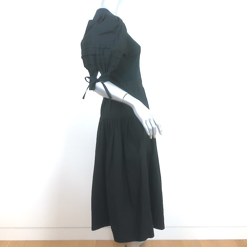 Ulla Johnson Cintia Puff Sleeve Midi Dress Black Cotton Size Small