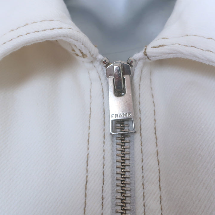 FRAME Denim Heart Jacket White Cotton Size Medium NEW