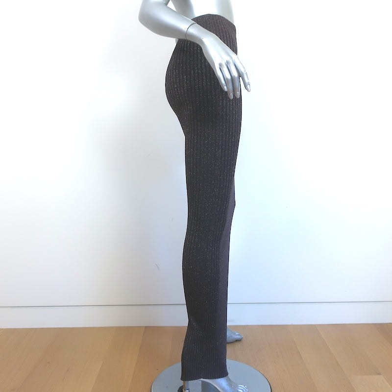 Aya Muse Pisa Maxi Skirt Dark Brown Metallic Ribbed Knit Size Medium
