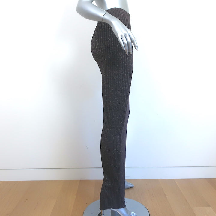 Aya Muse Pisa Maxi Skirt Dark Brown Metallic Ribbed Knit Size Medium