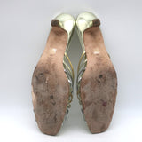 Doen Gio Mixed Metallic Leather Kitten Heel Sandals Gold/Silver Size 40