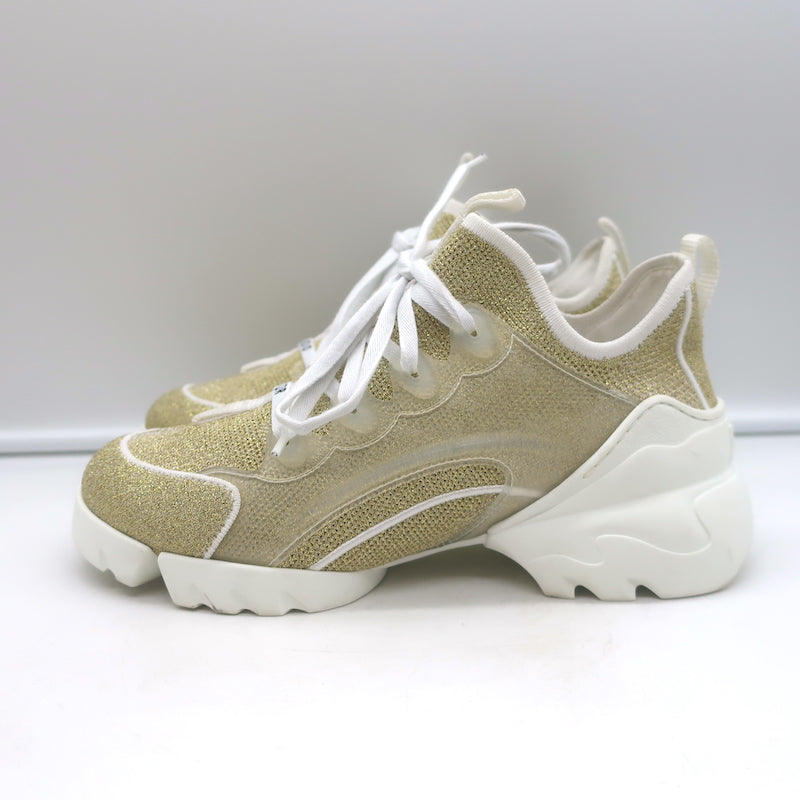 Christian Dior D-Connect Sneakers Gold Technical Knit Size 37.5