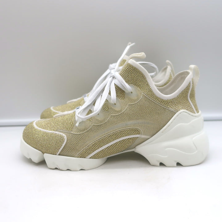 Christian Dior D-Connect Sneakers Gold Technical Knit Size 37.5