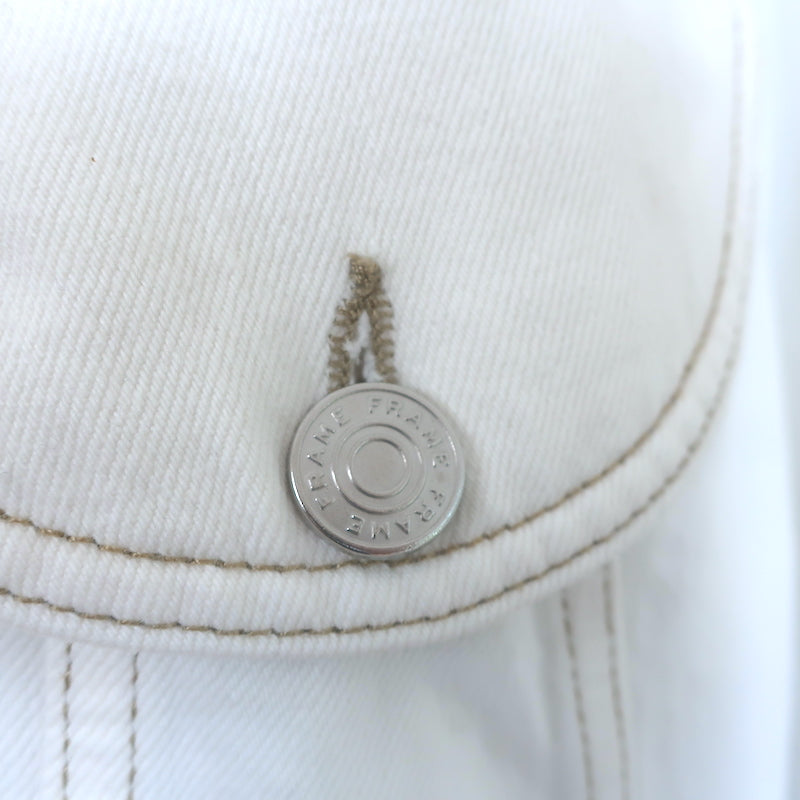 FRAME Denim Heart Jacket White Cotton Size Medium NEW