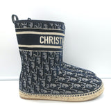 Christian Dior Granville Shearling Espadrille Boots Navy Velvet Oblique Size 39