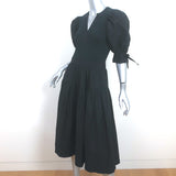 Ulla Johnson Cintia Puff Sleeve Midi Dress Black Cotton Size Small