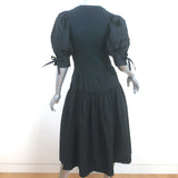 Ulla Johnson Cintia Puff Sleeve Midi Dress Black Cotton Size Small