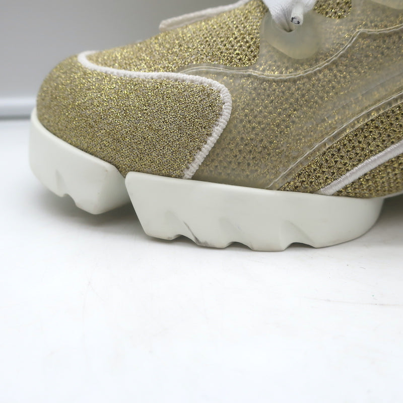 Christian Dior D-Connect Sneakers Gold Technical Knit Size 37.5