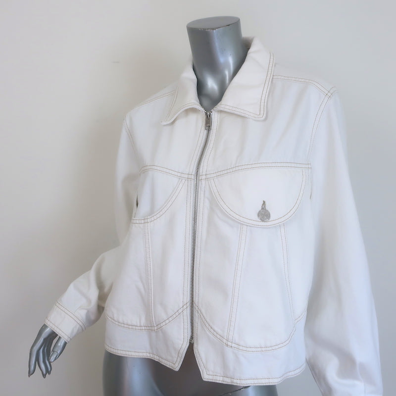 FRAME Denim Heart Jacket White Cotton Size Medium NEW
