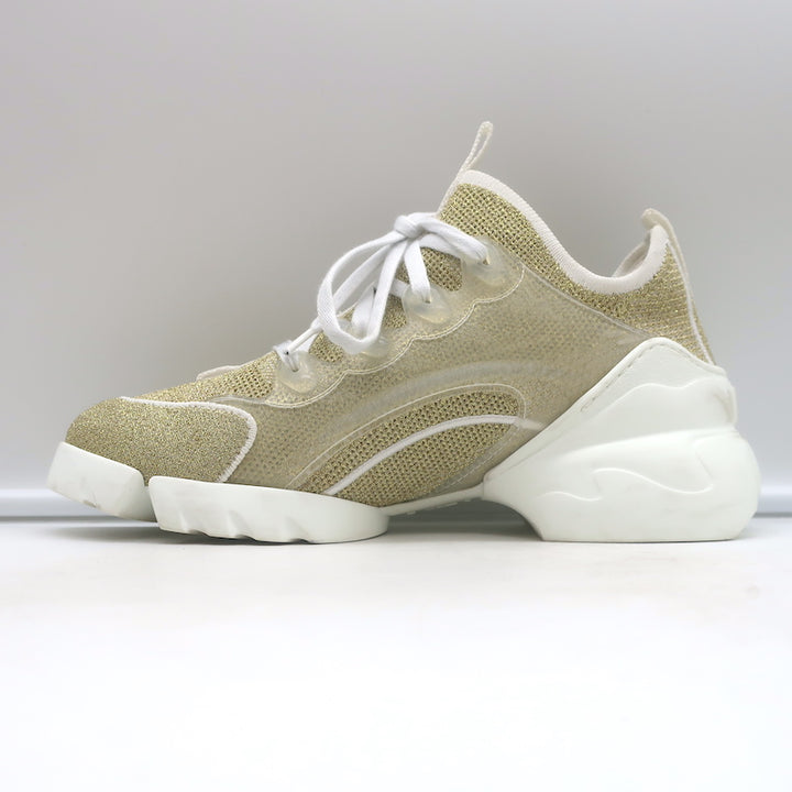 Christian Dior D-Connect Sneakers Gold Technical Knit Size 37.5