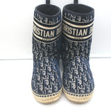 Christian Dior Granville Shearling Espadrille Boots Navy Velvet Oblique Size 39