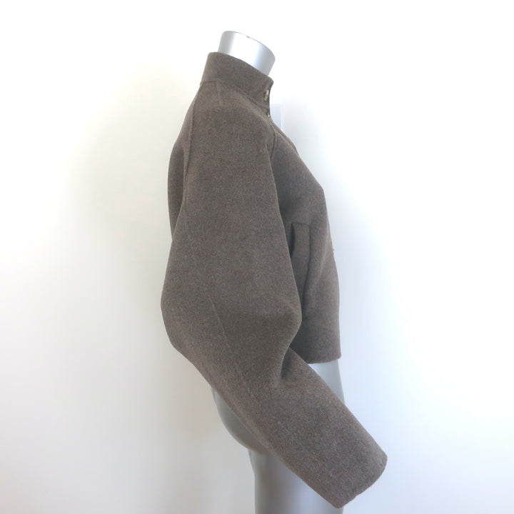 Loulou de Saison Nyma Wide-Sleeve Crop Jacket Taupe Wool-Cashmere Felt Size 34