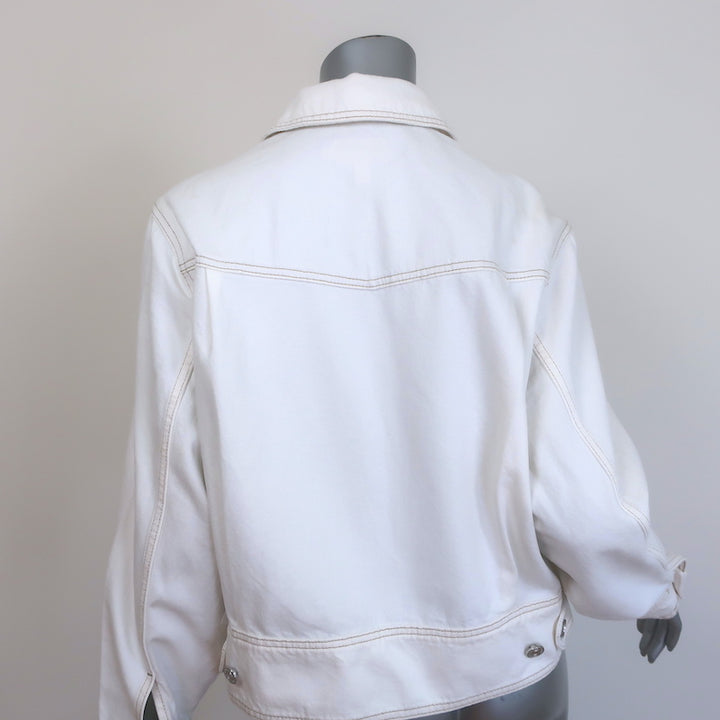 FRAME Denim Heart Jacket White Cotton Size Medium NEW