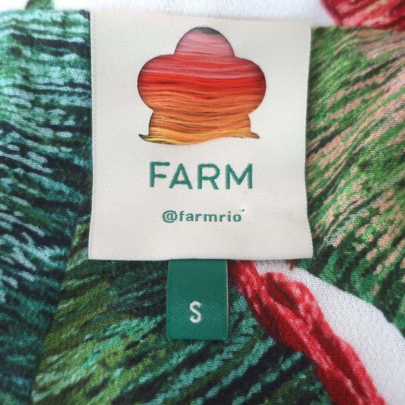 FARM Rio Forest Palm Long Sleeve Maxi Dress Green/Cream Size Small