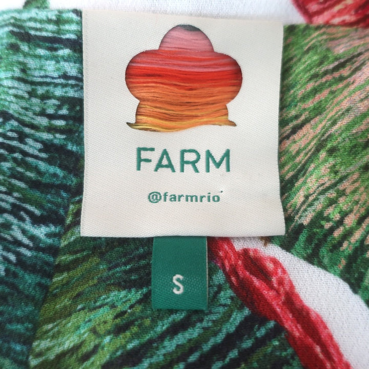 FARM Rio Forest Palm Long Sleeve Maxi Dress Green/Cream Size Small